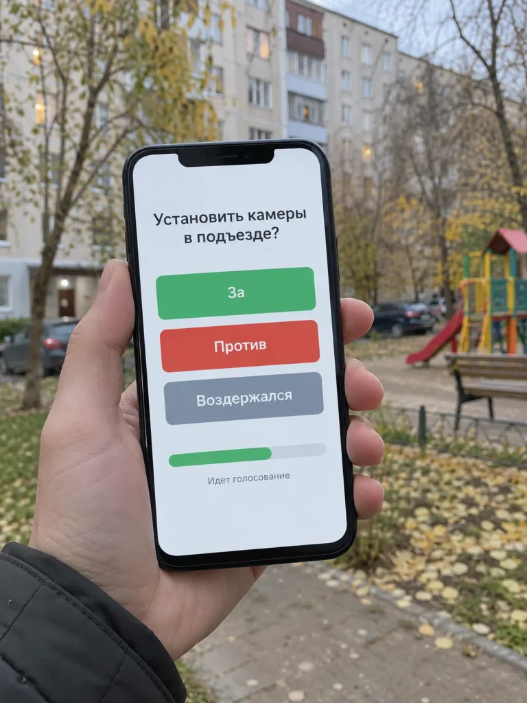 Онлайн-голосование собственников по установке камер в подъезде