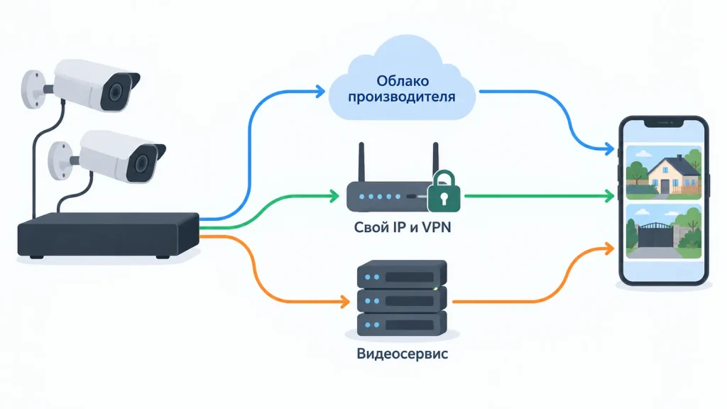 Три способа смотреть камеры с телефона: облако, свой IP, видеосервис